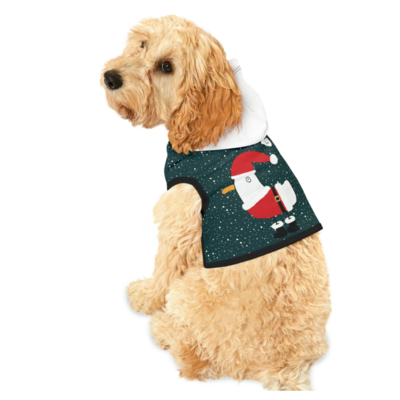Pet Hoodie in choice of 9 designs 7 in paw print scatter pattern 1 in plaid 1 santa seagull Comes in 5 sizes - image2